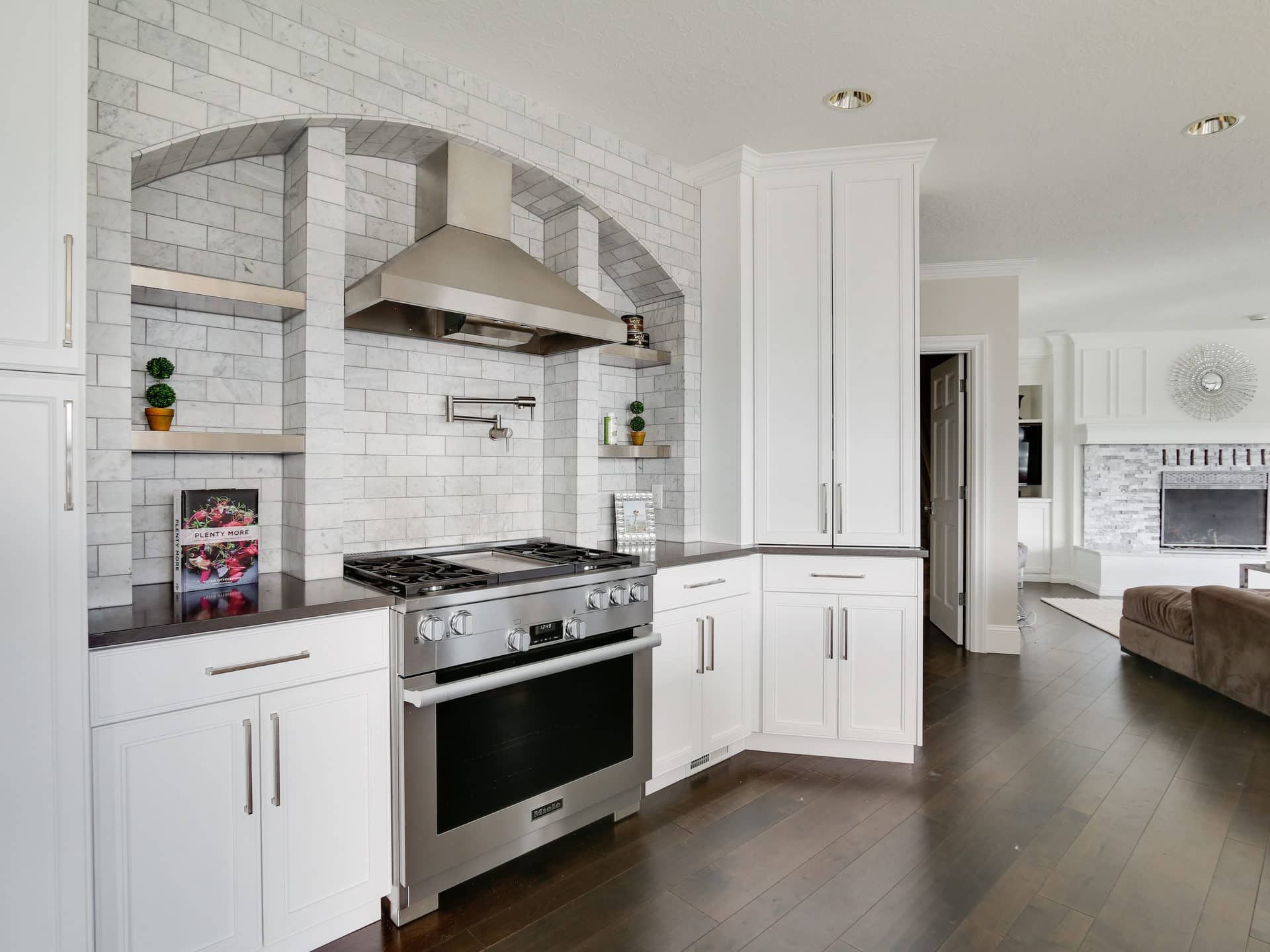 kitchen remodel with new range and appliances