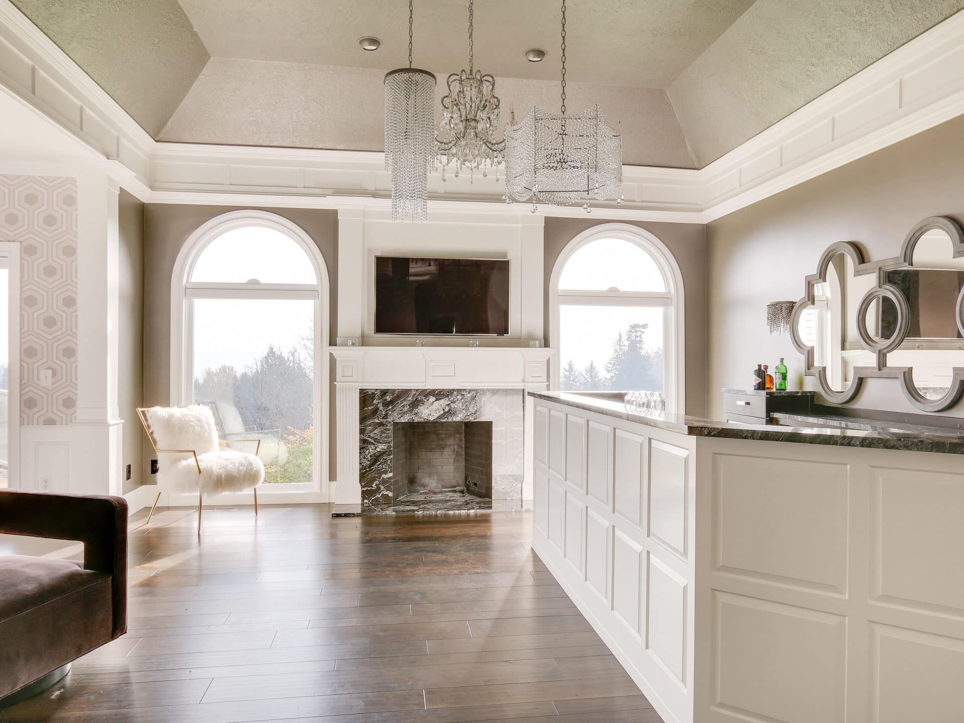 hardwood flooring and bar