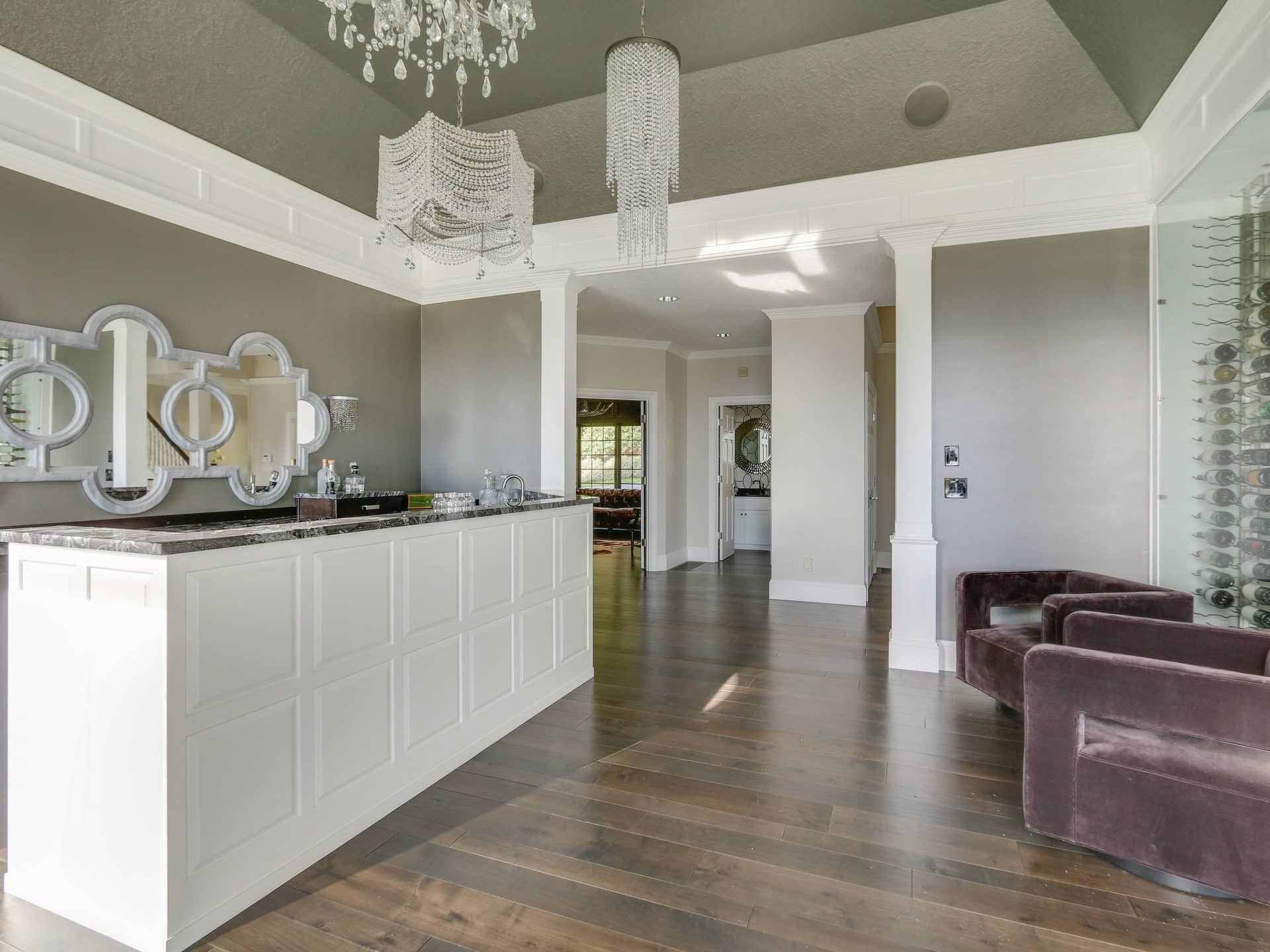Home Bar with Hardwood Flooring