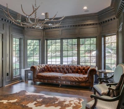 wood paneling in office