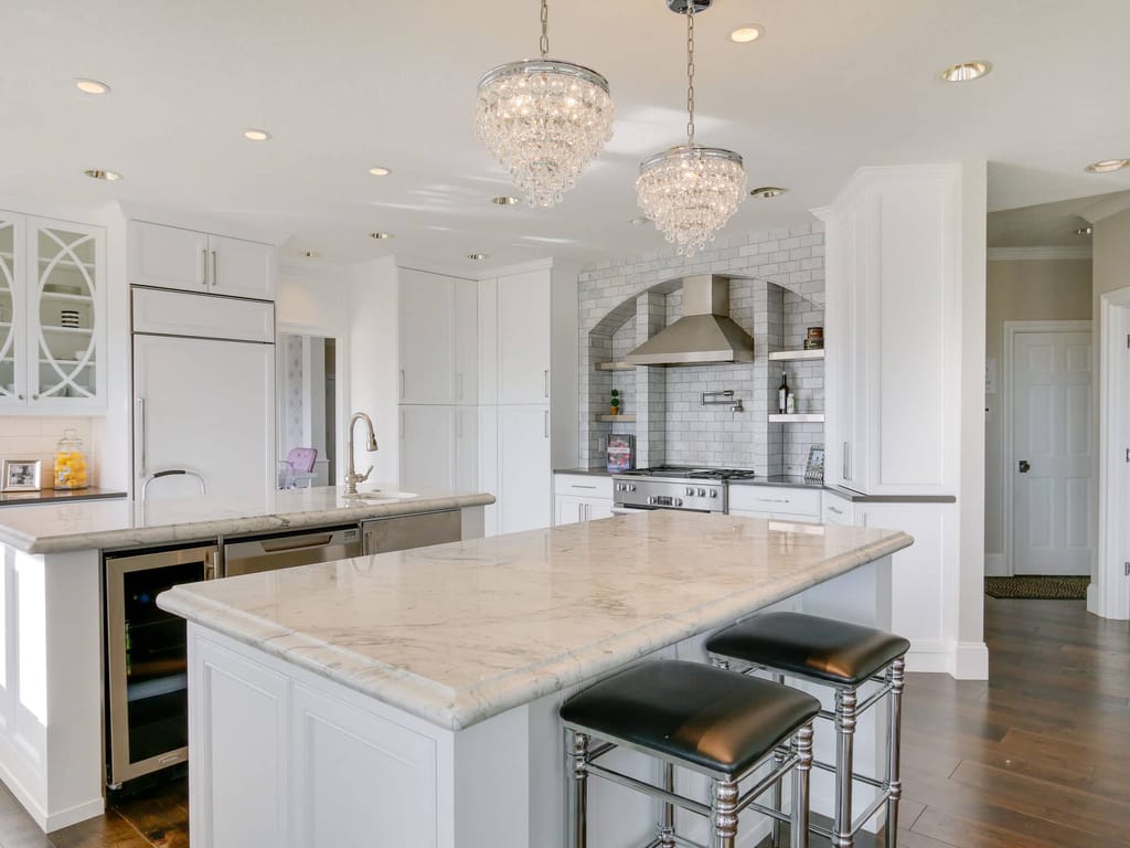 luxury kitchen with marble countertops