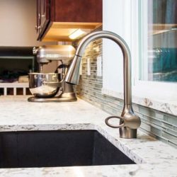 transitional kitchen new sink installation